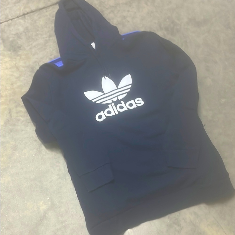 Adidas originals Men's Navy Blue trefoil Hoodie worn 1x